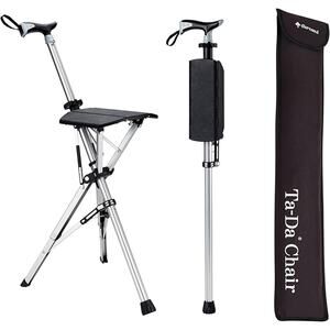 NEW STEP2GOLD Ta-Da Chair Walking Stick Portable Folding Hiking Pole 32.2" Black